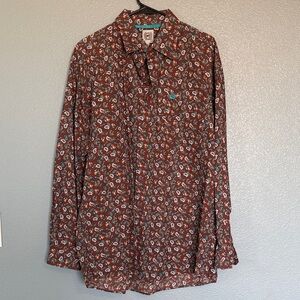 Cinch Men's Brown and White Dress Shirt